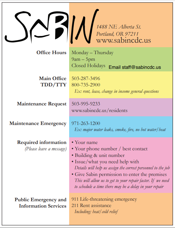 Sabin CDC Contact Info